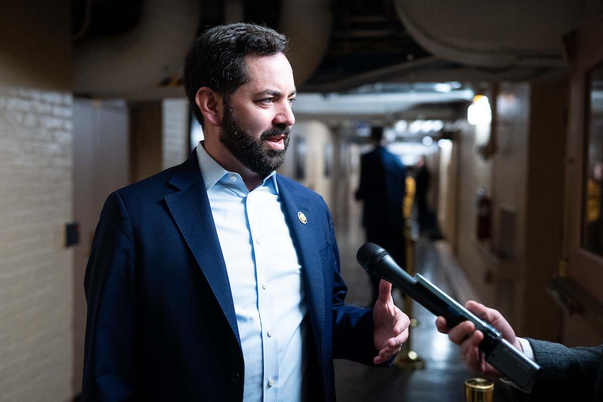 Rep. Mike Lawler, R-N.Y., arrives for the House Republican Conference meeting in the Capitol on March 4.